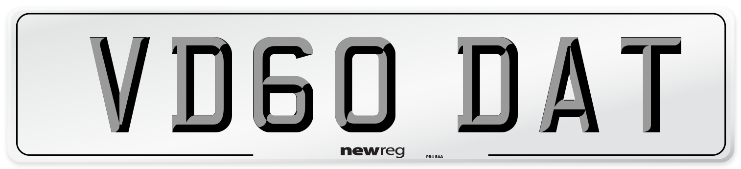 VD60 DAT Number Plate from New Reg